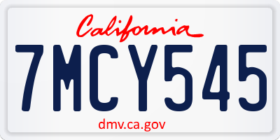 CA license plate 7MCY545