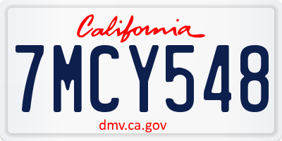 CA license plate 7MCY548