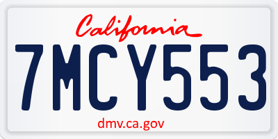 CA license plate 7MCY553