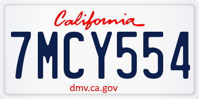 CA license plate 7MCY554