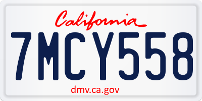 CA license plate 7MCY558