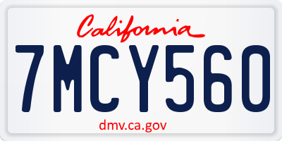 CA license plate 7MCY560