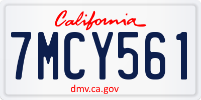 CA license plate 7MCY561