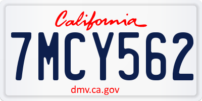CA license plate 7MCY562