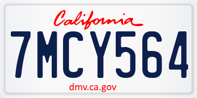 CA license plate 7MCY564