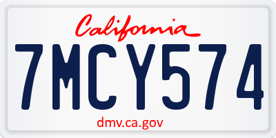CA license plate 7MCY574