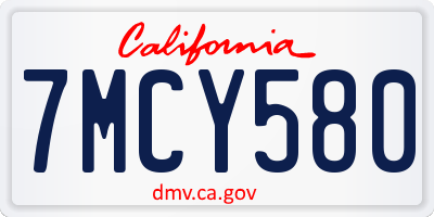 CA license plate 7MCY580