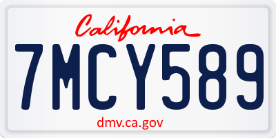 CA license plate 7MCY589