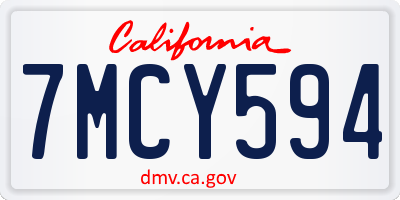 CA license plate 7MCY594