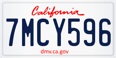 CA license plate 7MCY596