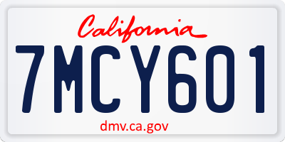 CA license plate 7MCY601