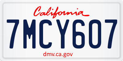 CA license plate 7MCY607