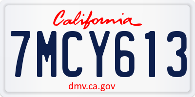 CA license plate 7MCY613