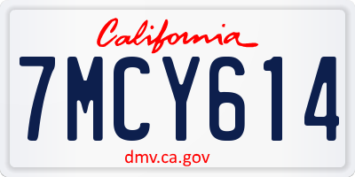 CA license plate 7MCY614