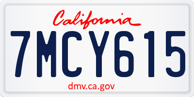 CA license plate 7MCY615