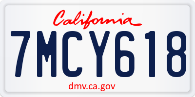 CA license plate 7MCY618