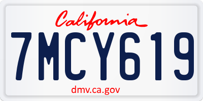 CA license plate 7MCY619