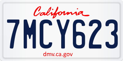 CA license plate 7MCY623