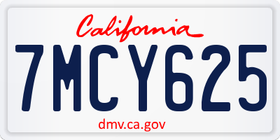 CA license plate 7MCY625