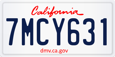 CA license plate 7MCY631