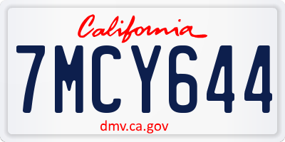 CA license plate 7MCY644