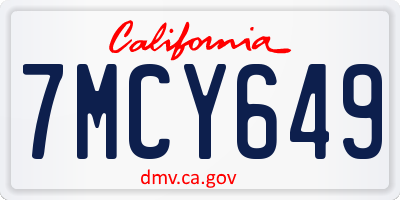 CA license plate 7MCY649