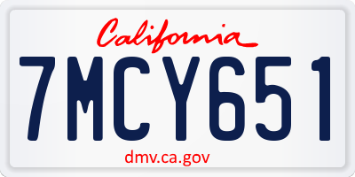 CA license plate 7MCY651