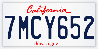 CA license plate 7MCY652