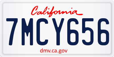 CA license plate 7MCY656