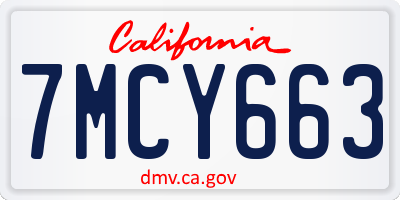 CA license plate 7MCY663
