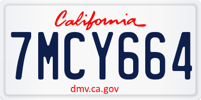 CA license plate 7MCY664