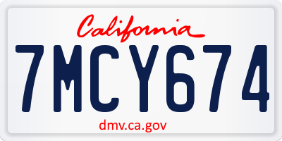 CA license plate 7MCY674