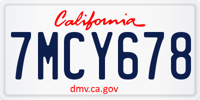 CA license plate 7MCY678