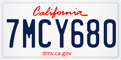 CA license plate 7MCY680