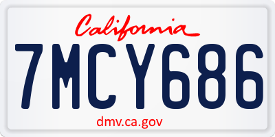 CA license plate 7MCY686