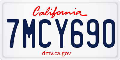 CA license plate 7MCY690