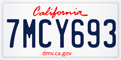 CA license plate 7MCY693