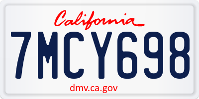 CA license plate 7MCY698