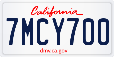 CA license plate 7MCY700