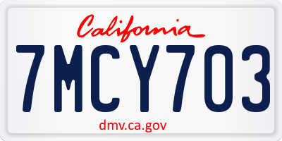 CA license plate 7MCY703