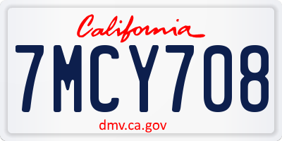 CA license plate 7MCY708