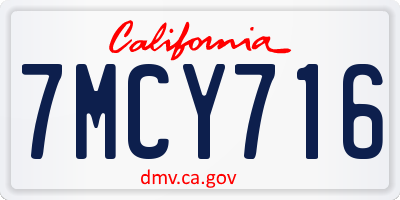 CA license plate 7MCY716