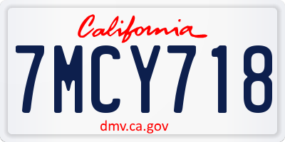 CA license plate 7MCY718