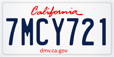 CA license plate 7MCY721