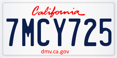 CA license plate 7MCY725