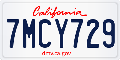 CA license plate 7MCY729
