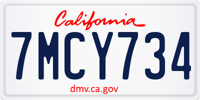 CA license plate 7MCY734