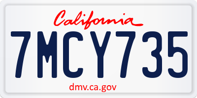 CA license plate 7MCY735