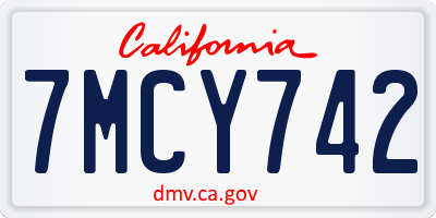CA license plate 7MCY742
