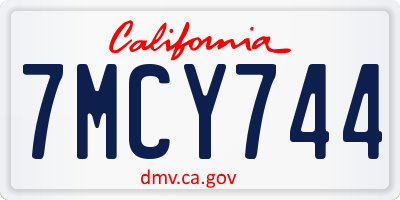 CA license plate 7MCY744